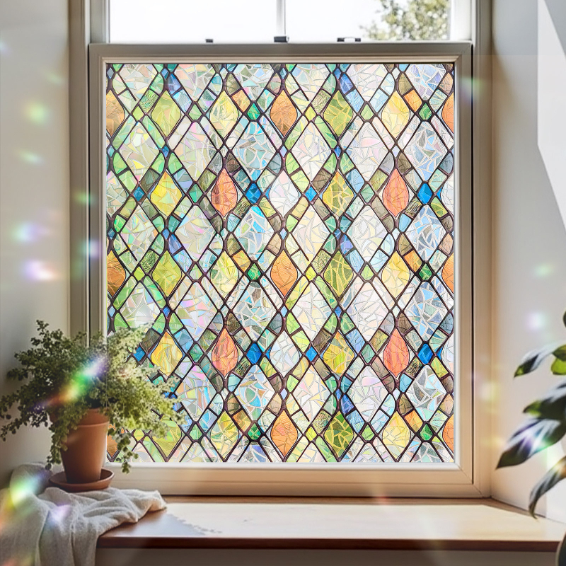 Piiriülene kuummüük 3D värviline laserklaasist kile tualettruumi vannitoale läbipaistev läbipaistmatu piilumisvastane klaasist kleebis