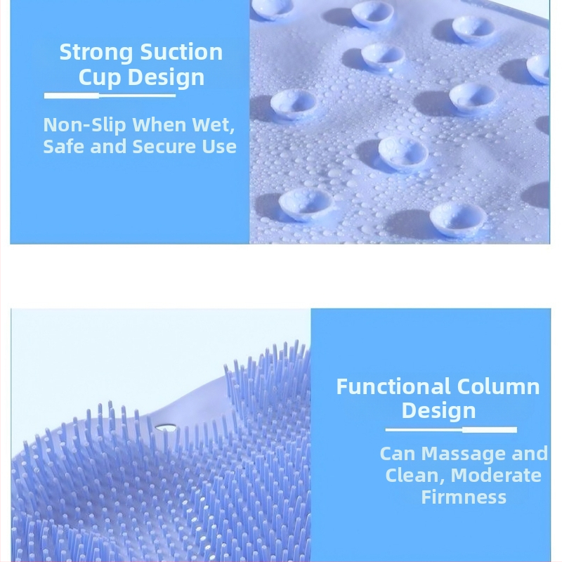 Неплъзгаща се силиконова подложка за триене на краката, артефакт за гръб, подложка за триене на гръб за мързелив човек, вендуза за вана, силна подложка за избърсване на гръб, подложка за измиване на стената на банята