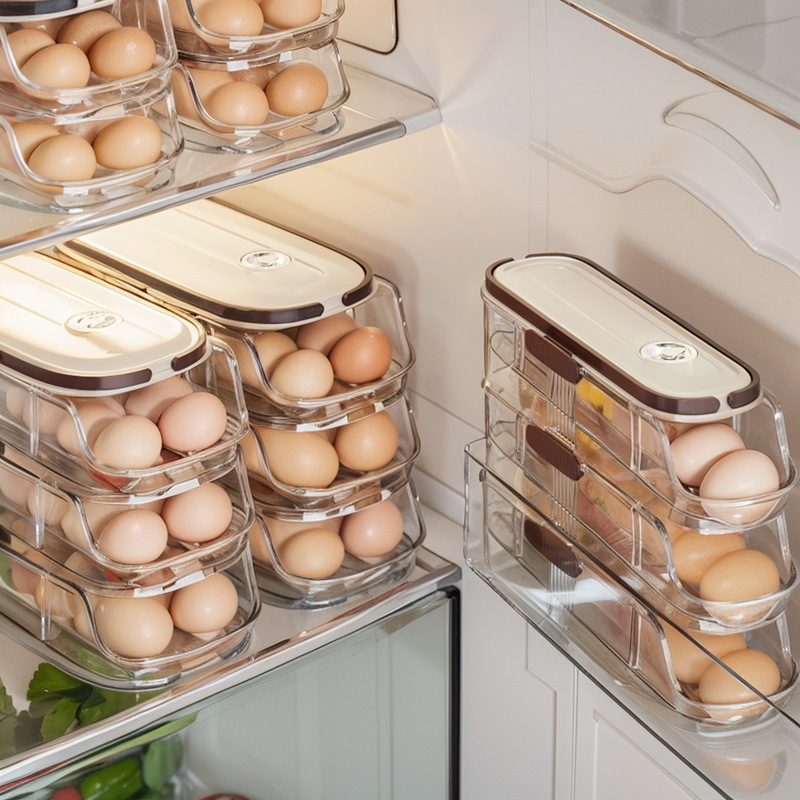 Kiaušinių laikymo dėžė, šaldytuvo šoninės durys, kiaušinių laikymo dėžė, kiaušinių volelis, virtuvės kiaušinių ridenimo lentynėlė, kiaušinių volelis, dėžutė