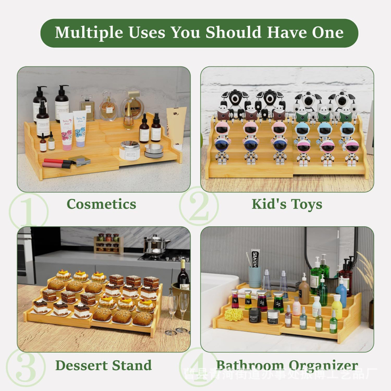 Бамбукова кухненска телескопична стойка за подправки, трислойна стойка за съхранение на подправки, многофункционална стойка за съхранение с телескопично регулиране