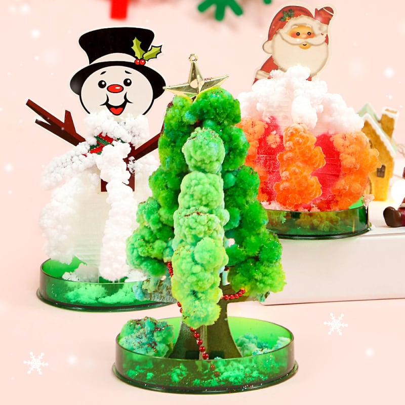 Pārrobežu avots papīra eglītes ziedošiem bērniem DIY maģiskās augšanas kristāla eglīšu rotaļlietām, krāsainām Ziemassvētku eglīšu ražotājiem vairumtirdzniecībā