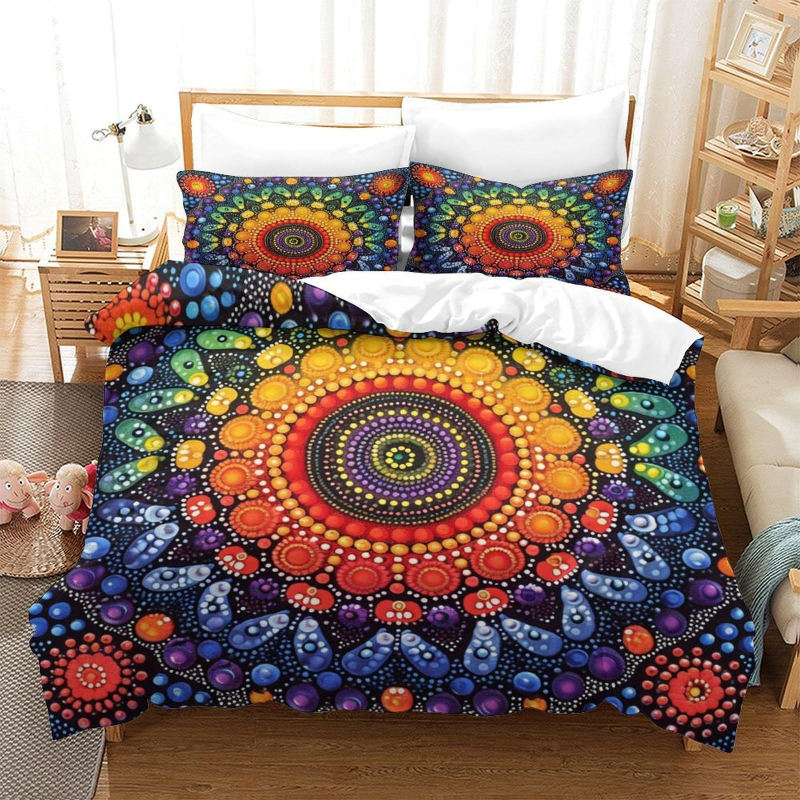 Mandala bohemiško gėlių patalynės komplektas, madingas spausdintas poliesterio antklodės užvalkalas, kryžminis, namų tekstilės rinkinys