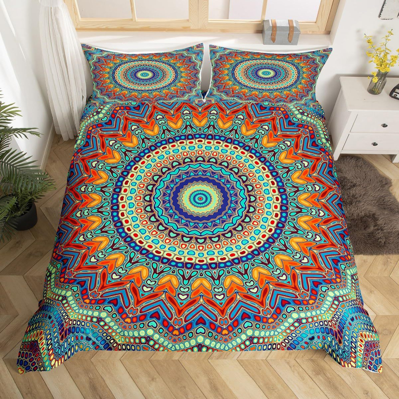 Mandala bohemiško gėlių patalynės komplektas, madingas spausdintas poliesterio antklodės užvalkalas, kryžminis, namų tekstilės rinkinys