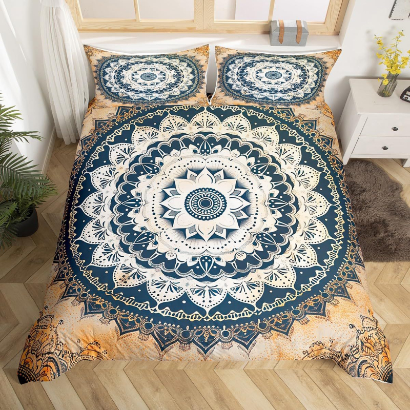 Mandala bohemiško gėlių patalynės komplektas, madingas spausdintas poliesterio antklodės užvalkalas, kryžminis, namų tekstilės rinkinys