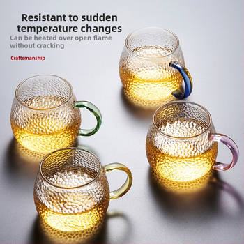 ✅ Ip9D σφυρήλατο γυάλινο μικρό φλιτζάνι τσαγιού για οικιακή χρήση, σετ τσαγιού για σαλόνι, φλιτζάνι τσαγιού φιλοξενίας με λαβή, παχύρρευστη και υψηλής αντοχής