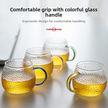 ✅ Ip9D σφυρήλατο γυάλινο μικρό φλιτζάνι τσαγιού για οικιακή χρήση, σετ τσαγιού για σαλόνι, φλιτζάνι τσαγιού φιλοξενίας με λαβή, παχύρρευστη και υψηλής αντοχής