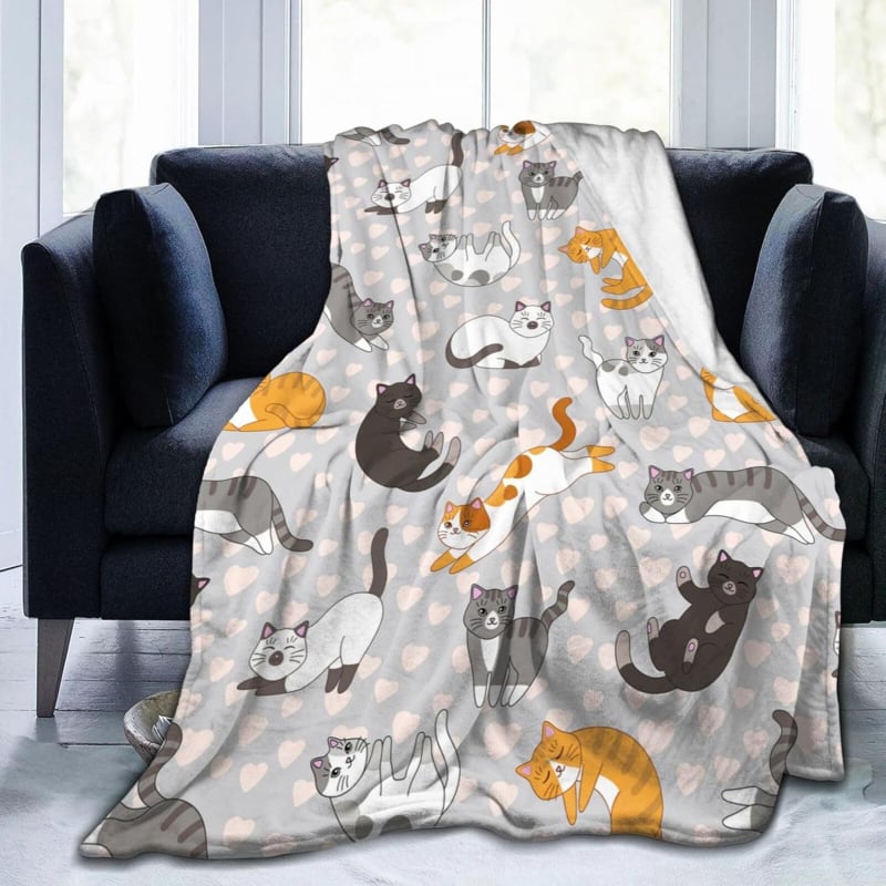 Jauka kaķa Kawaii kaķēna sega Mīksta sega Flaneļa gultas mest lampa Plīša dāvanu dīvāna pārvalks Sega