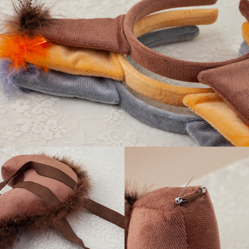 Naujas voverės galvos juostos kostiumas Helovinas Velykų gyvūnų galvos juosta Vaikams Animacinis mielas pliušinis kamuoliukas Galvos apdangalas