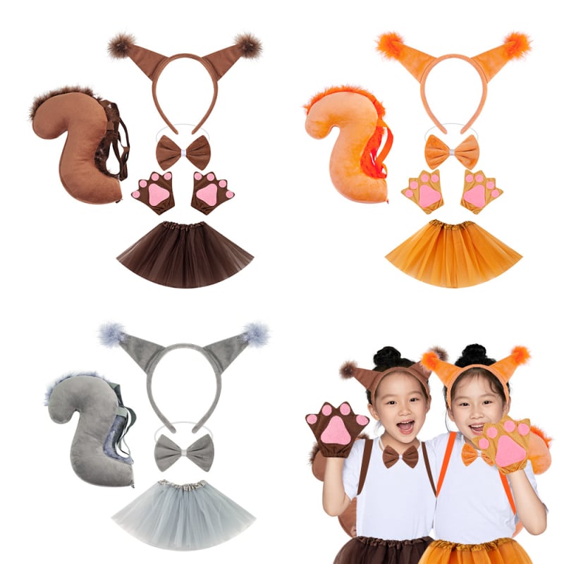 Nou costum de veveriță cu bandă de susținere Halloween Paște animale cu bandă de susținere copii desene animate drăguț plush ball headwear