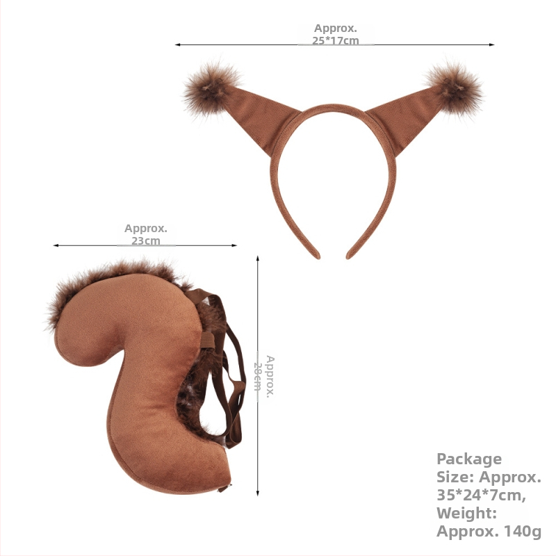 Naujas voverės galvos juostos kostiumas Helovinas Velykų gyvūnų galvos juosta Vaikams Animacinis mielas pliušinis kamuoliukas Galvos apdangalas
