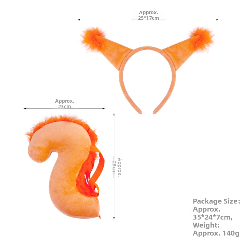 Naujas voverės galvos juostos kostiumas Helovinas Velykų gyvūnų galvos juosta Vaikams Animacinis mielas pliušinis kamuoliukas Galvos apdangalas