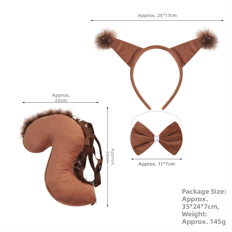 Naujas voverės galvos juostos kostiumas Helovinas Velykų gyvūnų galvos juosta Vaikams Animacinis mielas pliušinis kamuoliukas Galvos apdangalas