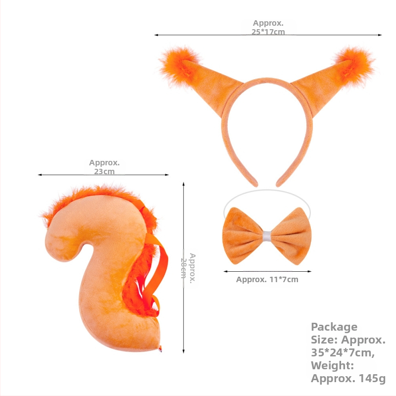 Naujas voverės galvos juostos kostiumas Helovinas Velykų gyvūnų galvos juosta Vaikams Animacinis mielas pliušinis kamuoliukas Galvos apdangalas