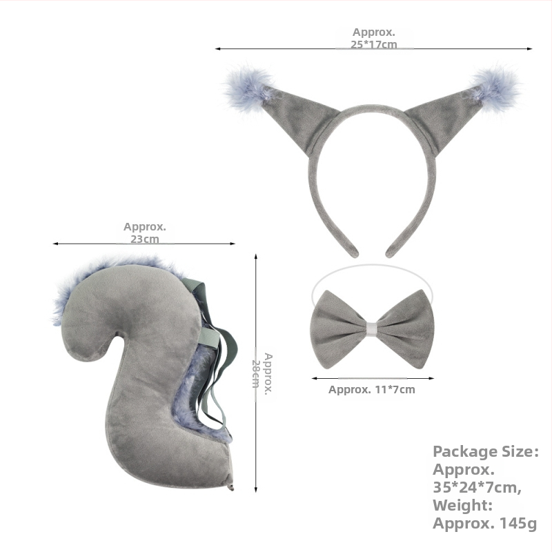 Naujas voverės galvos juostos kostiumas Helovinas Velykų gyvūnų galvos juosta Vaikams Animacinis mielas pliušinis kamuoliukas Galvos apdangalas