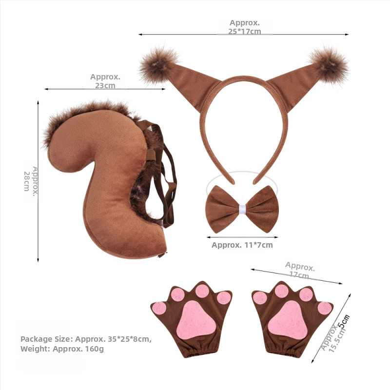 Naujas voverės galvos juostos kostiumas Helovinas Velykų gyvūnų galvos juosta Vaikams Animacinis mielas pliušinis kamuoliukas Galvos apdangalas