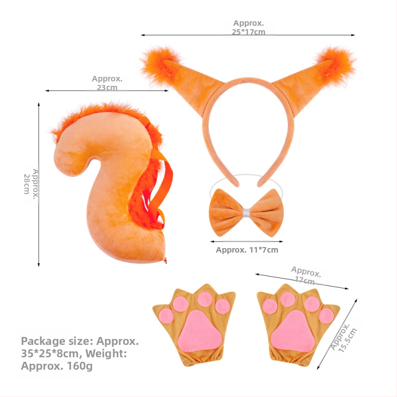 Naujas voverės galvos juostos kostiumas Helovinas Velykų gyvūnų galvos juosta Vaikams Animacinis mielas pliušinis kamuoliukas Galvos apdangalas