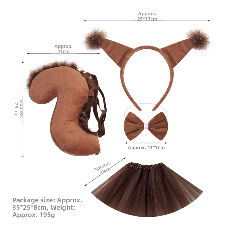 Naujas voverės galvos juostos kostiumas Helovinas Velykų gyvūnų galvos juosta Vaikams Animacinis mielas pliušinis kamuoliukas Galvos apdangalas