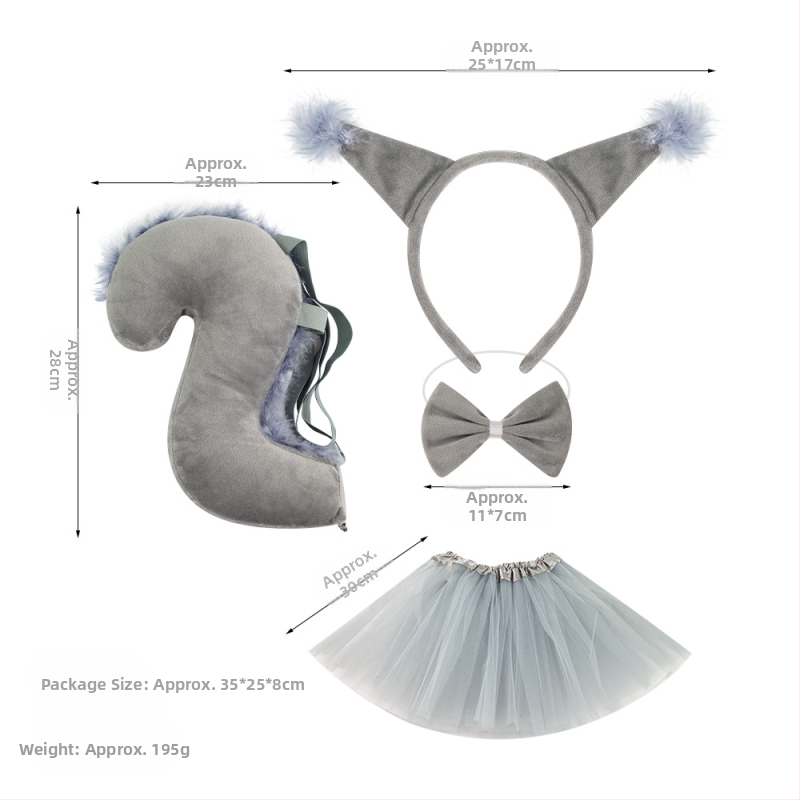 Naujas voverės galvos juostos kostiumas Helovinas Velykų gyvūnų galvos juosta Vaikams Animacinis mielas pliušinis kamuoliukas Galvos apdangalas
