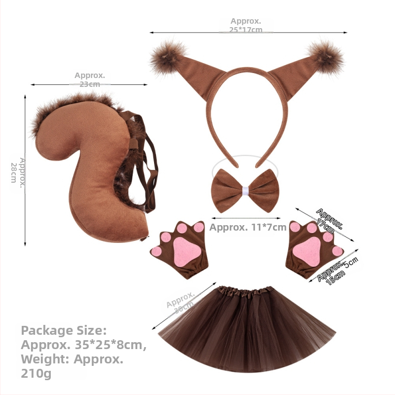 Naujas voverės galvos juostos kostiumas Helovinas Velykų gyvūnų galvos juosta Vaikams Animacinis mielas pliušinis kamuoliukas Galvos apdangalas