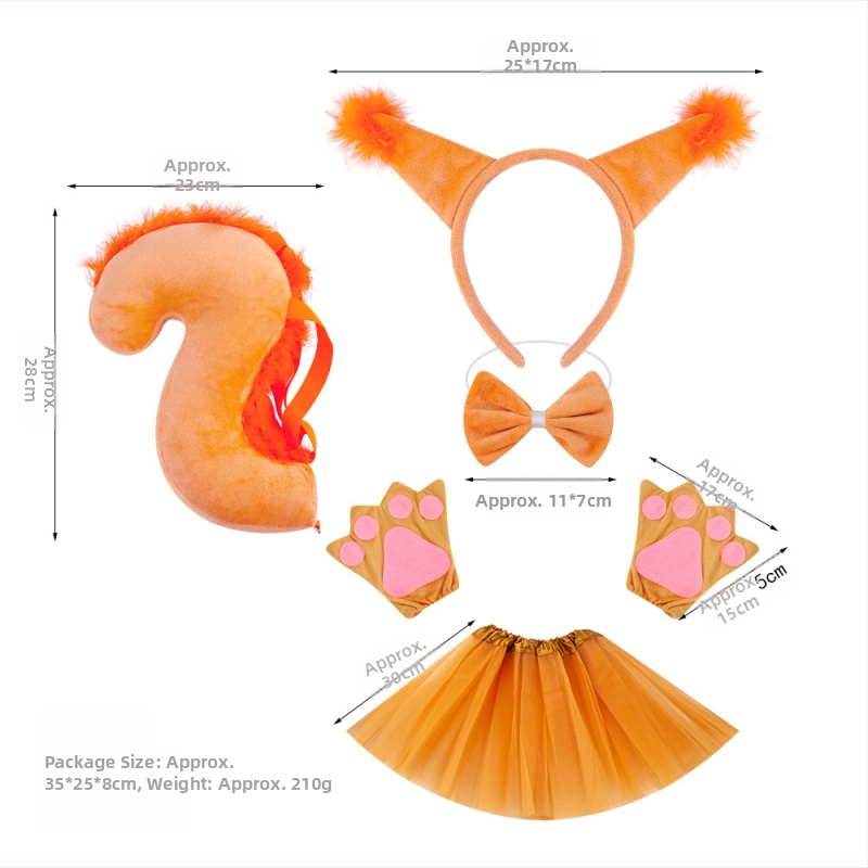 Naujas voverės galvos juostos kostiumas Helovinas Velykų gyvūnų galvos juosta Vaikams Animacinis mielas pliušinis kamuoliukas Galvos apdangalas
