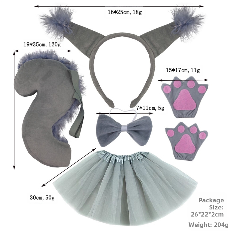 Naujas voverės galvos juostos kostiumas Helovinas Velykų gyvūnų galvos juosta Vaikams Animacinis mielas pliušinis kamuoliukas Galvos apdangalas