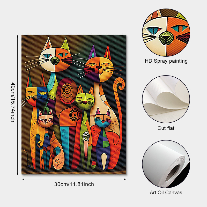 Трансгранична горещо продавана интересна абстрактна котка спалня висяща картина баня баня декоративна картина HD спрей боядисване на едро