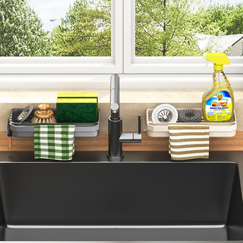 Стойка за кухненска мивка, стенен шкаф, многофункционална гъба за мивка, пластмасова, за съхранение на кран