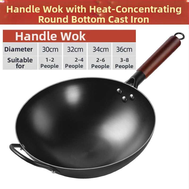 Ühes tükis tarne vanaaegne ümara põhjaga raudpott keeleotsaga libisemiskindla põhjaga majapidamispott katmata nitriidiga keedetud raudpott