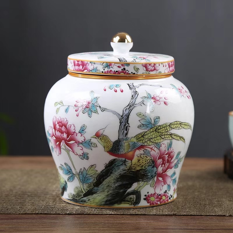 Kerámia teáskanna, lezárt üveg, tárolóedény, kék és fehér porcelán, háztartási zöld, fekete tea, pu'er longjing teáskanna, fém csavaros kupak