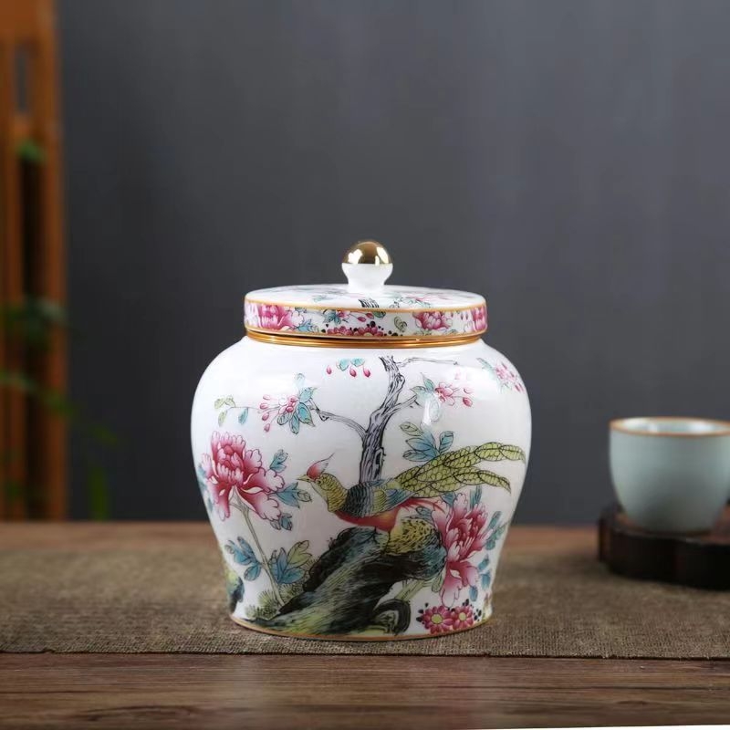 Kerámia teáskanna, lezárt üveg, tárolóedény, kék és fehér porcelán, háztartási zöld, fekete tea, pu'er longjing teáskanna, fém csavaros kupak