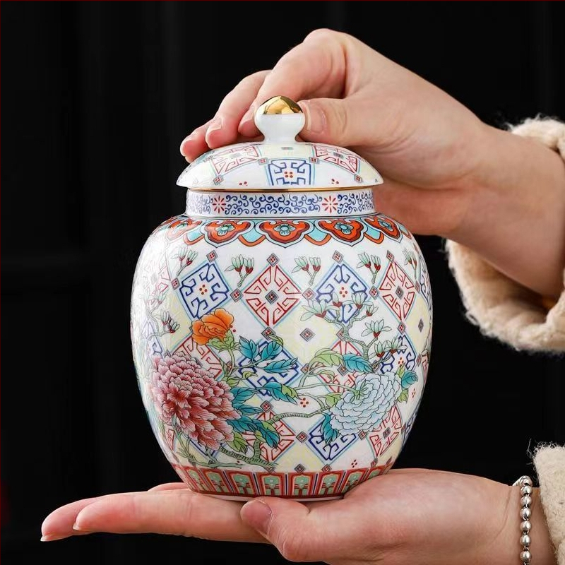 Kerámia teáskanna, lezárt üveg, tárolóedény, kék és fehér porcelán, háztartási zöld, fekete tea, pu'er longjing teáskanna, fém csavaros kupak