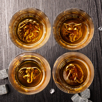 Δημιουργικό ποτήρι ουίσκι με παχύ πάτο, σχέδιο με ζώα, διαφανές ελαφρύ ποτήρι ουίσκι