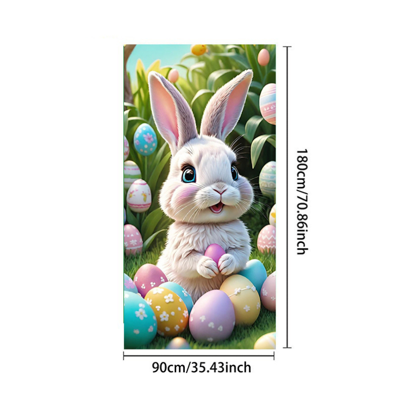 Трансгранична нова великденска капачка за врата, празнично парти, оформление, външна фото декорация, ширина на вратата, заек, вертикален банер, завеса за врата