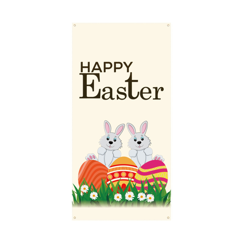 Трансгранична нова великденска капачка за врата, празнично парти, оформление, външна фото декорация, ширина на вратата, заек, вертикален банер, завеса за врата