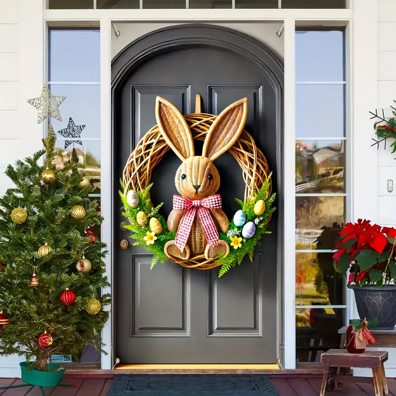 Трансгранична нова великденска капачка за врата, празнично парти, оформление, външна фото декорация, ширина на вратата, заек, вертикален банер, завеса за врата