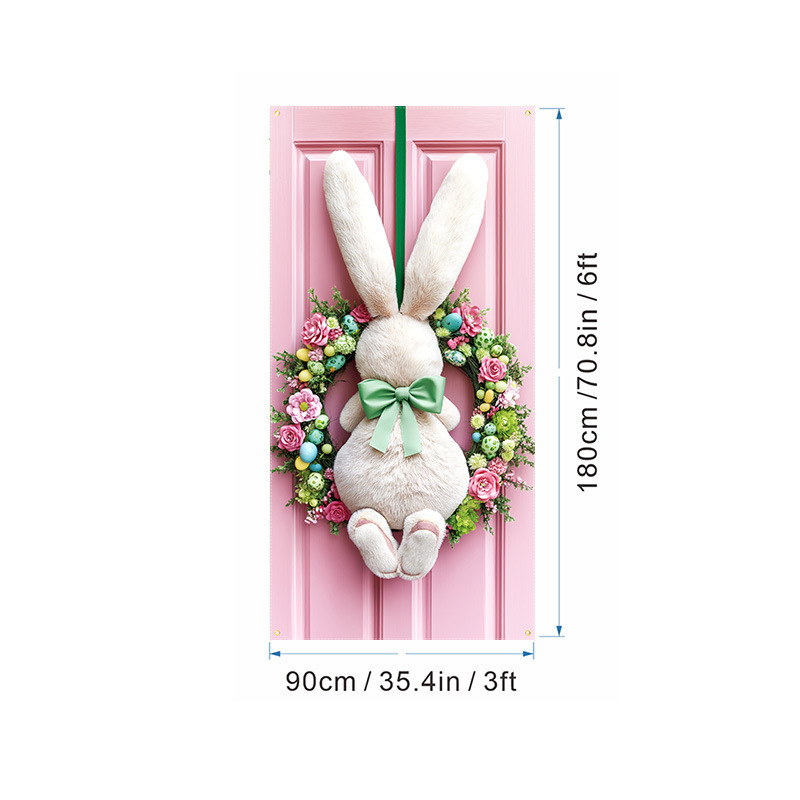 Трансгранична нова великденска капачка за врата, празнично парти, оформление, външна фото декорация, ширина на вратата, заек, вертикален банер, завеса за врата