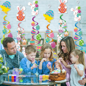 Amazon νέα πασχαλινή διακόσμηση σπιράλ PVC αυγό κουνέλι περιστρεφόμενο άνεμο καμπάνα σπιράλ κρεμαστή