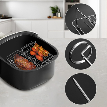 Piiriülene kuummüük 201 roostevabast terasest õhufritüüri grill majapidamises kasutatava topeltpoti lisatarvikud 4-tihvtilise ristkülikukujulise grilliga