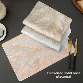 Sabiezināts bronzas krāsas galda paklājiņš, PVC siltumizolēts galda paklājiņš, ūdensnecaurlaidīgs un eļļas necaurlaidīgs, pārrobežu Amazon Xiyin cietā dibena kvadrātveida rietumu galda paklājiņš