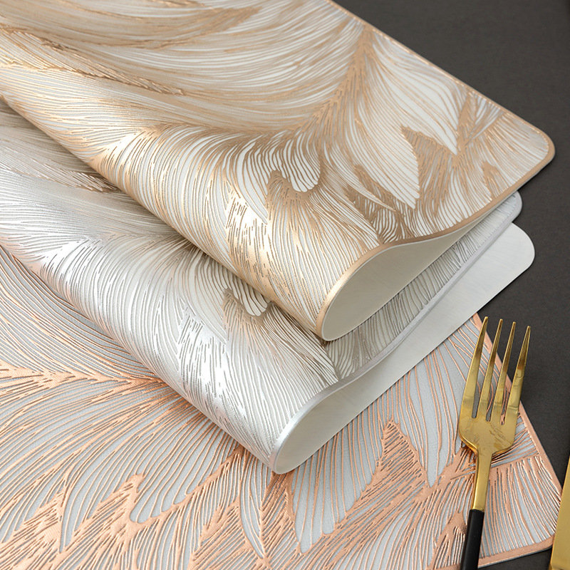 Sabiezināts bronzas krāsas galda paklājiņš, PVC siltumizolēts galda paklājiņš, ūdensnecaurlaidīgs un eļļas necaurlaidīgs, pārrobežu Amazon Xiyin cietā dibena kvadrātveida rietumu galda paklājiņš