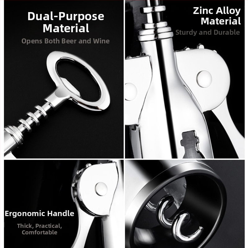 Otvárač na víno, domáci multifunkčný nôž na morský koník, otvárač na víno, otvárač na pivo, oblek na otváranie fliaš