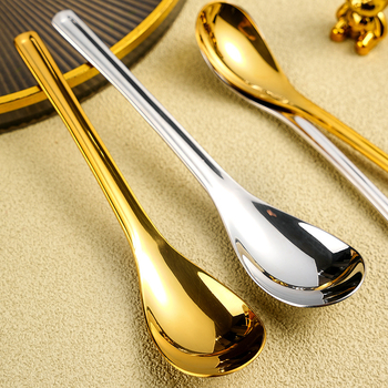 304 nerūdijančio plieno šaukštas japoniško stiliaus auksinis šaukštas vaikiškas kūdikių šaukštas namų apyvokos valgomasis ir geriamasis sriubos šaukštas apvaliu dugnu mažas šaukštas