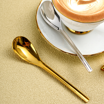 304 nerūdijančio plieno šaukštas japoniško stiliaus auksinis šaukštas vaikiškas kūdikių šaukštas namų apyvokos valgomasis ir geriamasis sriubos šaukštas apvaliu dugnu mažas šaukštas