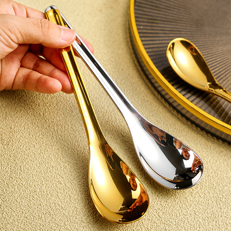 304 nerūdijančio plieno šaukštas japoniško stiliaus auksinis šaukštas vaikiškas kūdikių šaukštas namų apyvokos valgomasis ir geriamasis sriubos šaukštas apvaliu dugnu mažas šaukštas