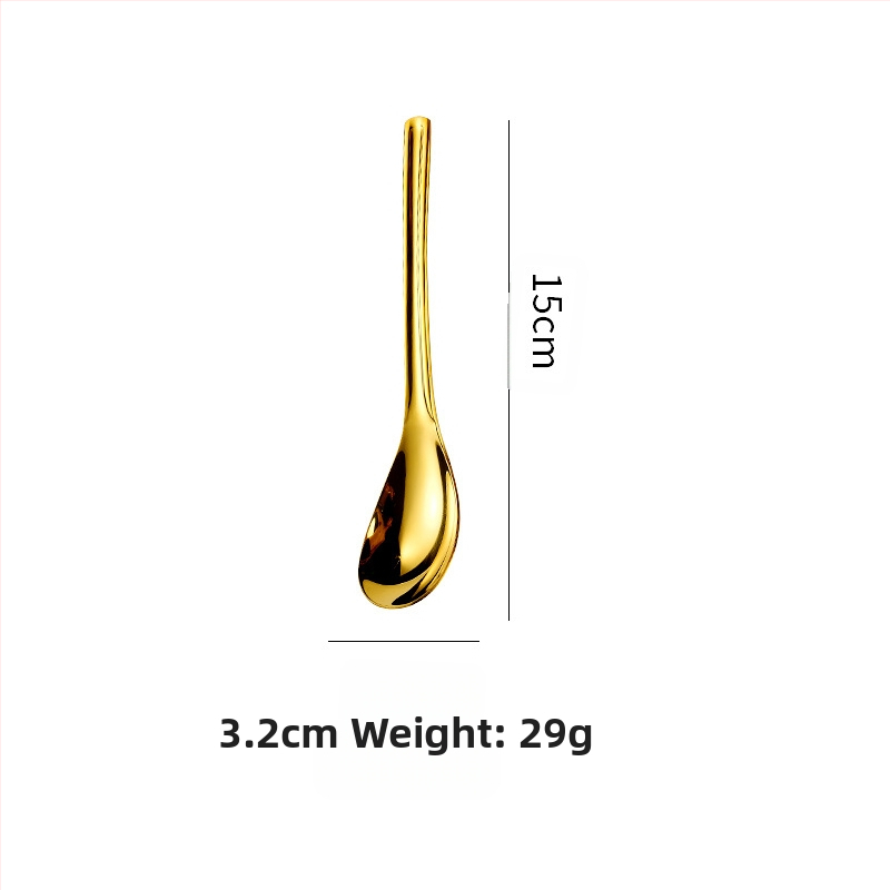 304 nerūdijančio plieno šaukštas japoniško stiliaus auksinis šaukštas vaikiškas kūdikių šaukštas namų apyvokos valgomasis ir geriamasis sriubos šaukštas apvaliu dugnu mažas šaukštas