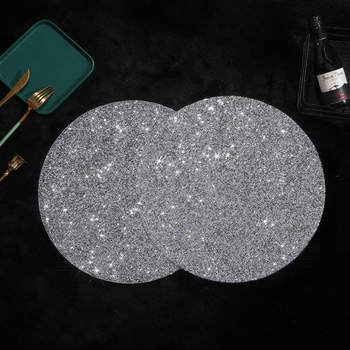 Új 35,5 cm-es strassz alátét ezüst kristály strassz alátét kerek csillogó strassz alátét gyári nagykereskedelem