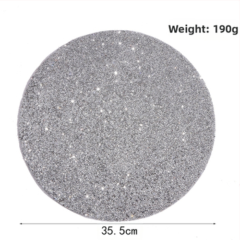 Új 35,5 cm-es strassz alátét ezüst kristály strassz alátét kerek csillogó strassz alátét gyári nagykereskedelem