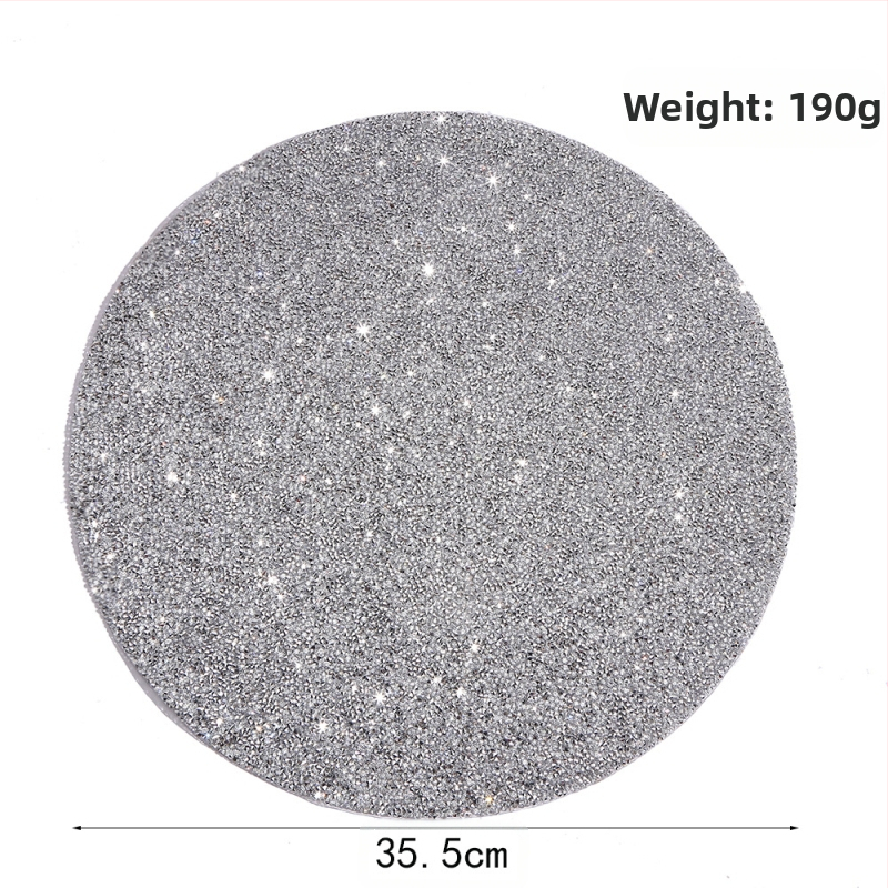 Új 35,5 cm-es strassz alátét ezüst kristály strassz alátét kerek csillogó strassz alátét gyári nagykereskedelem