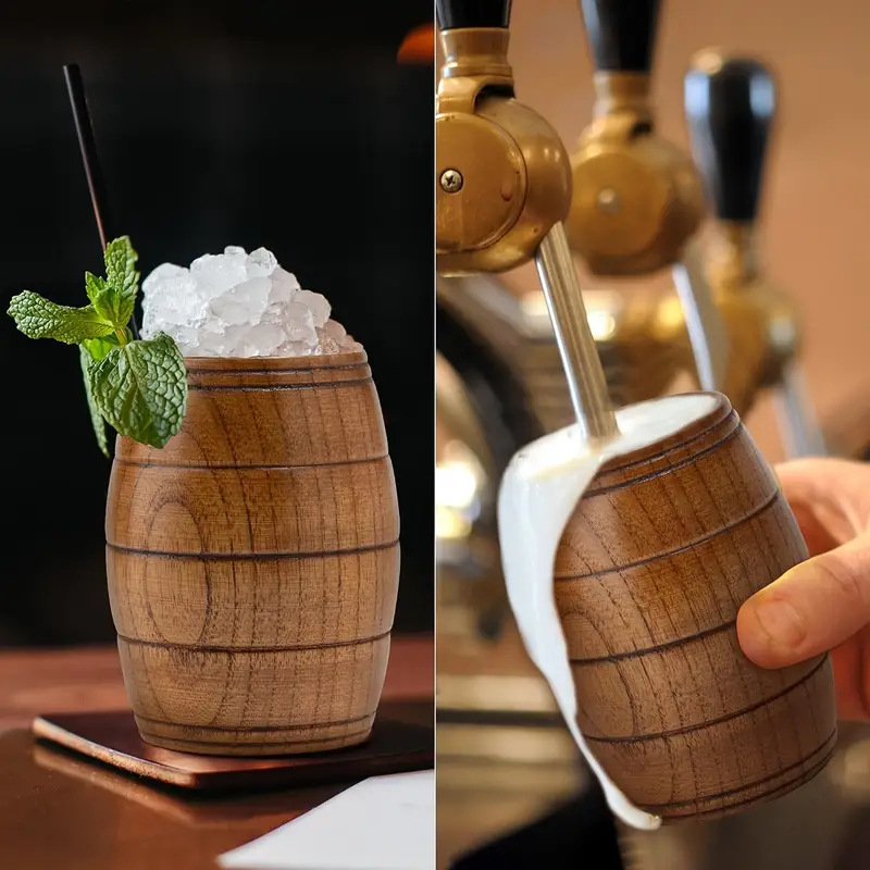 Japāņu stila vintage koka tējas krūze ar lielu vēdera krūzi, jujube koka alus krūze, koka ūdens krūze, masīvkoka sake krūze restorānam