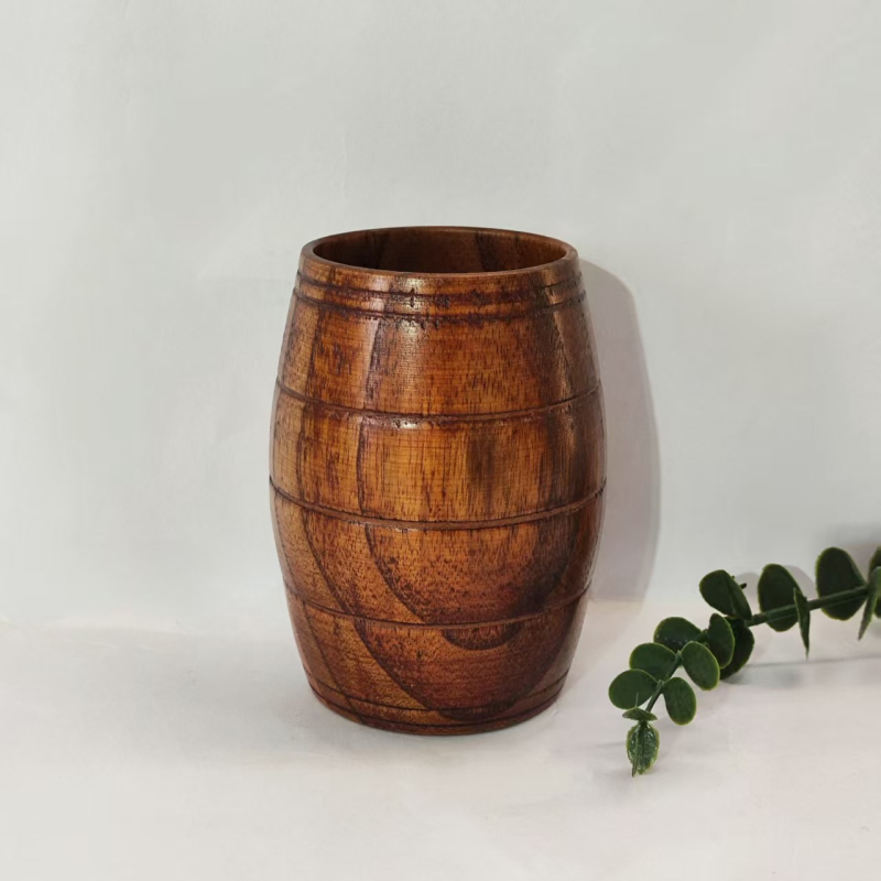 Japāņu stila vintage koka tējas krūze ar lielu vēdera krūzi, jujube koka alus krūze, koka ūdens krūze, masīvkoka sake krūze restorānam